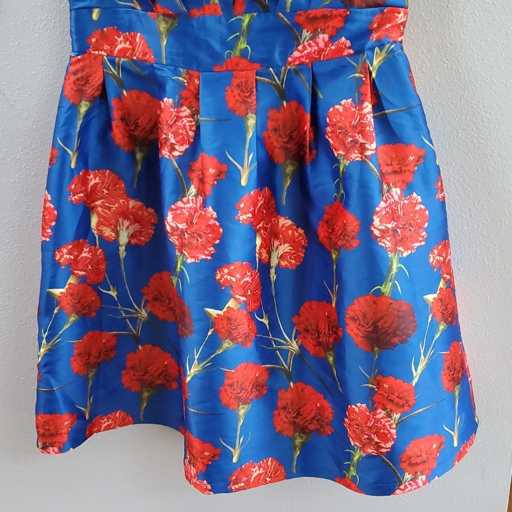 Chi Chi London Blue and Pink Carnation Modcloth Retro Dress - Picture 3 of 9